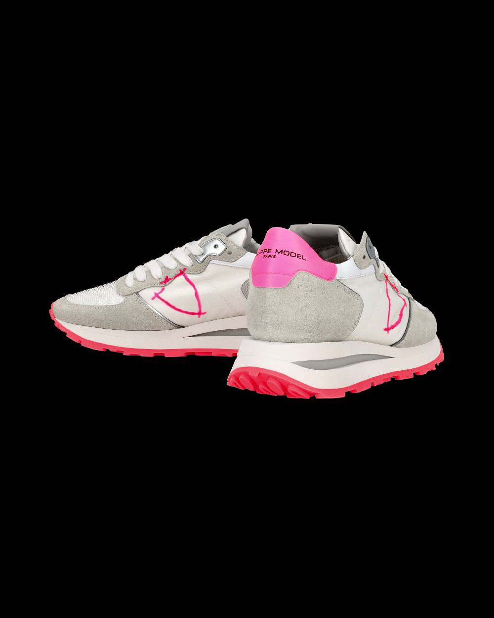 Philippe Model Sneaker basse Tropez Haute donna - bianco, grigio e fucsia In Linea