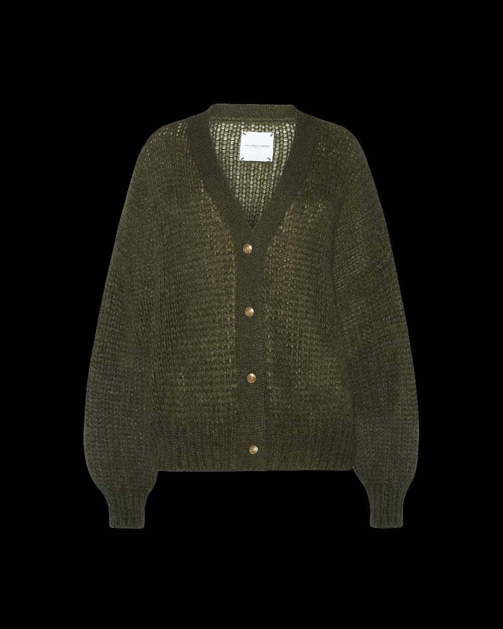 Philippe Model Cardigan Roxane da Donna Verde militare in Lana Mohair Presa