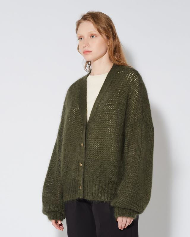 Philippe Model Cardigan Roxane da Donna Verde militare in Lana Mohair Presa