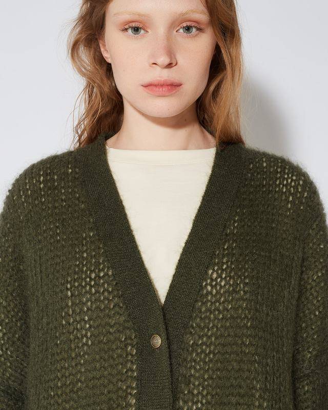 Philippe Model Cardigan Roxane da Donna Verde militare in Lana Mohair Presa
