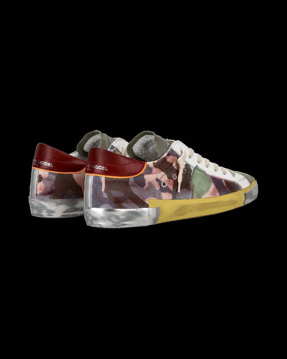 Philippe Model Sneaker casual Prsx da uomo in pelle stampata - Bordeaux e verde Comprare a buon mercato
