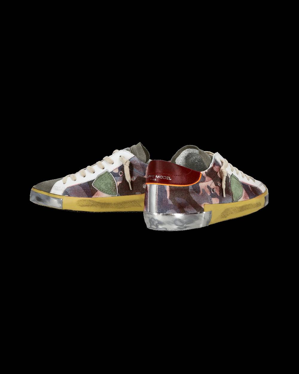 Philippe Model Sneaker casual Prsx da uomo in pelle stampata - Bordeaux e verde Comprare a buon mercato