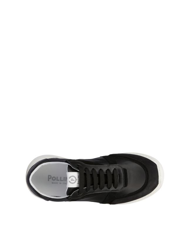 Pollini Sneakers In Vitello, Nabuk E Crosta Roomy Nero/nero/nero/nero/nero Soddisfazione Garantita