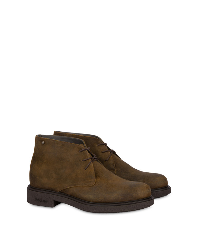 Pollini Desert Boot In Crosta Cerata Gentlemen's Club Fango Offerta