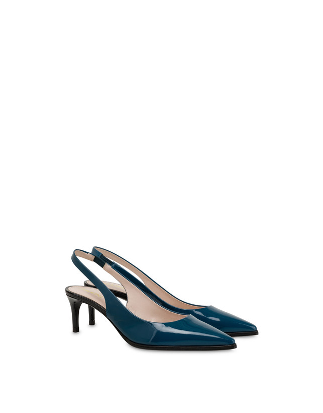 Pollini Slingback In Vernice Attitude Pavone/nero Vendita Economica