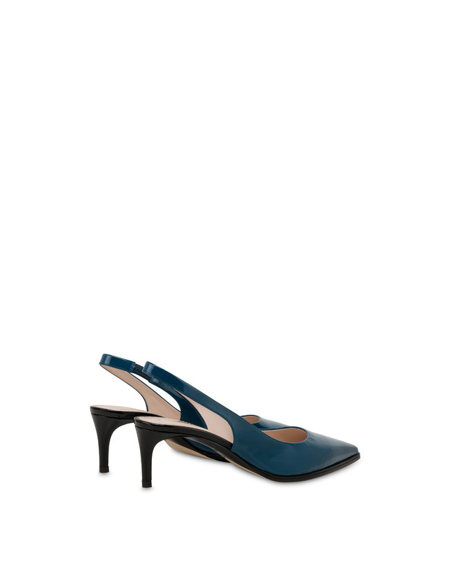 Pollini Slingback In Vernice Attitude Pavone/nero Vendita Economica