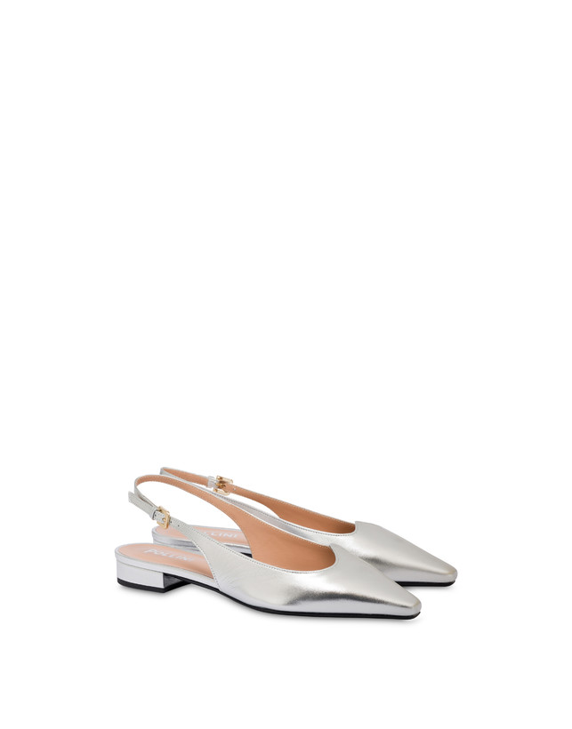 Pollini Ballerina In Nappa Laminata Wave Argento 2025