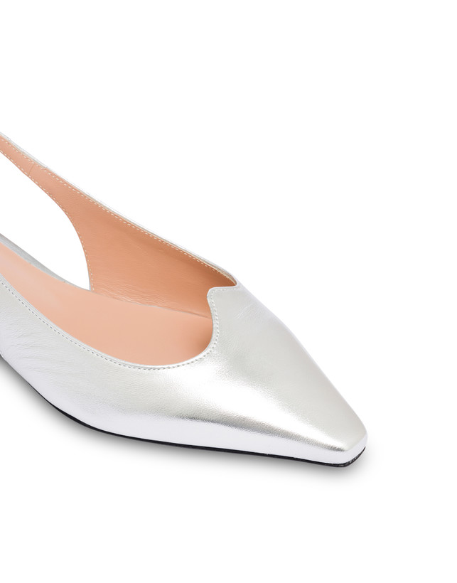 Pollini Ballerina In Nappa Laminata Wave Argento 2025
