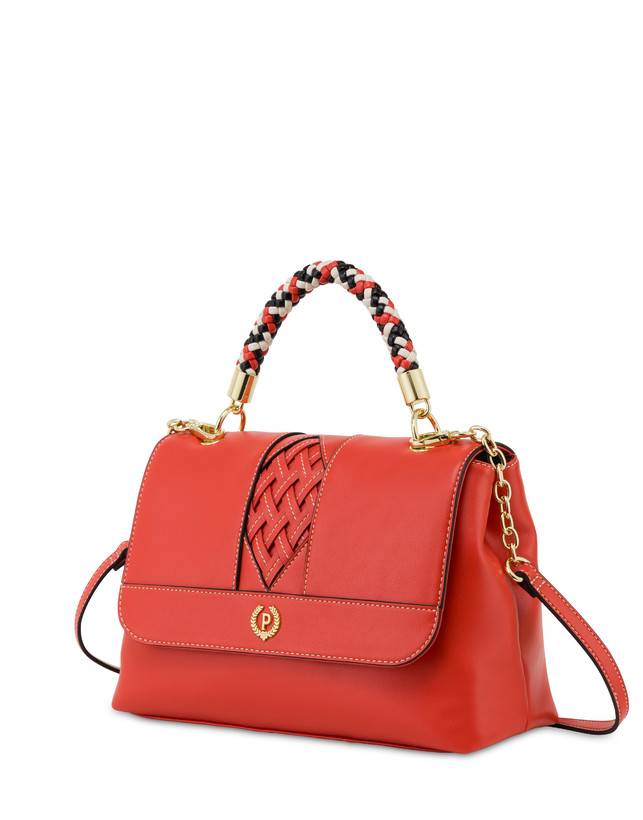 Pollini Borsa Top Handle Con Intreccio Agadir Arancio Soddisfazione Garantita