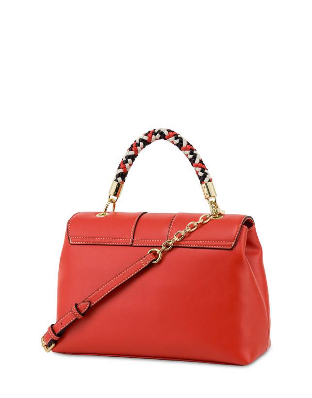 Pollini Borsa Top Handle Con Intreccio Agadir Arancio Soddisfazione Garantita
