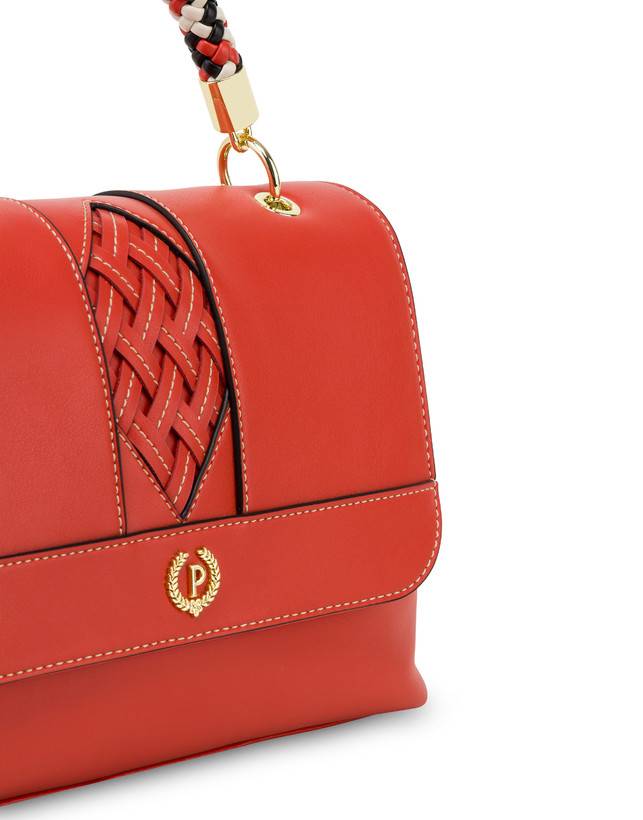 Pollini Borsa Top Handle Con Intreccio Agadir Arancio Soddisfazione Garantita