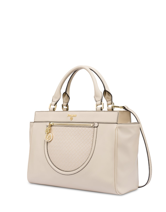 Pollini Borsa Doppio Manico Half Moon Avorio/avorio Consegna Veloce