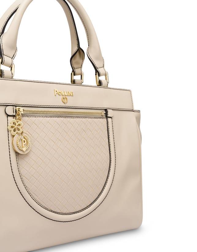 Pollini Borsa Doppio Manico Half Moon Avorio/avorio Consegna Veloce