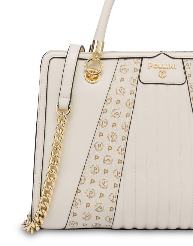 Pollini Borsa Doppio Manico Shell Avorio/avorio Shopping Online
