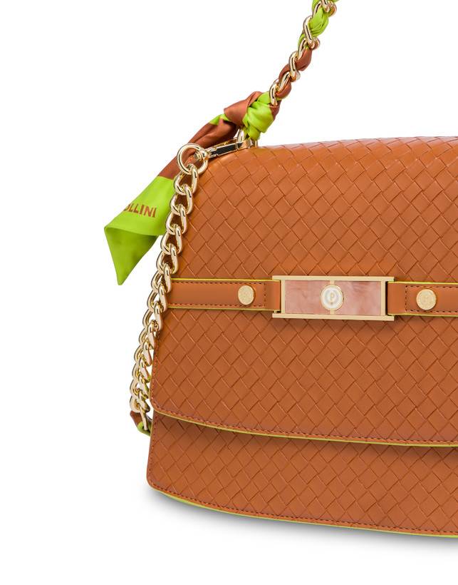 Pollini Borsa A Mano Con Foulard Color Explosion Cuoio/cuoio Novità