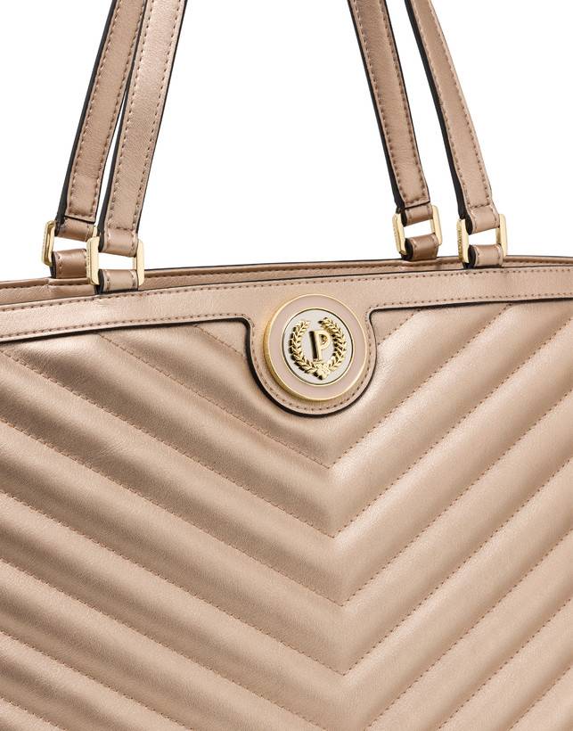Pollini Tote Bag Matelassé Sunbeam Rose Gold Sconto