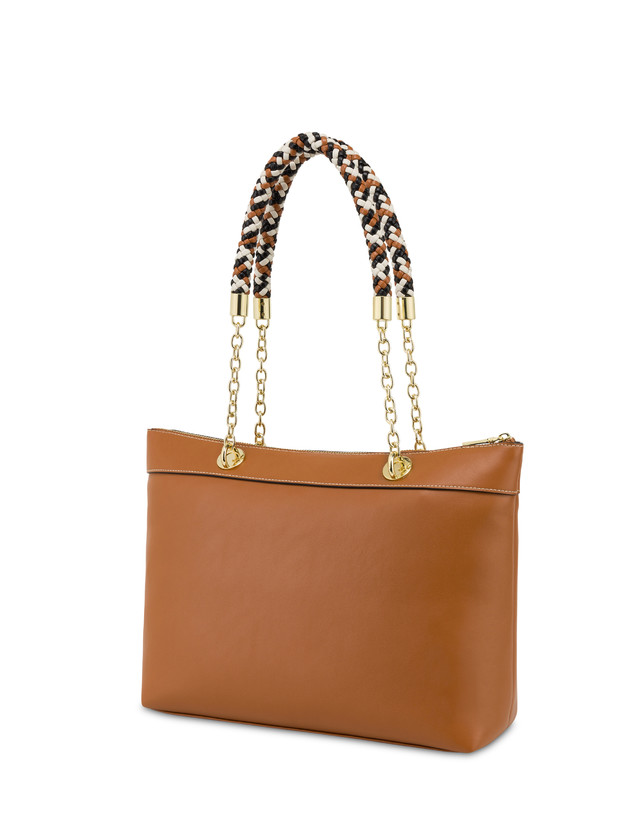 Pollini Shopper Con Intreccio Agadir Cuoio Vendita Calda