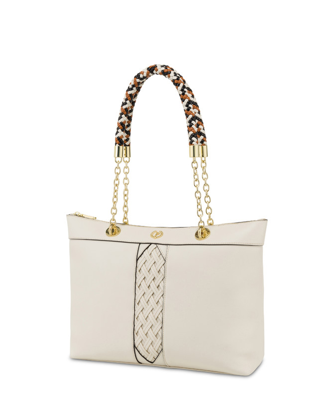 Pollini Shopper Con Intreccio Agadir Avorio In Vendita