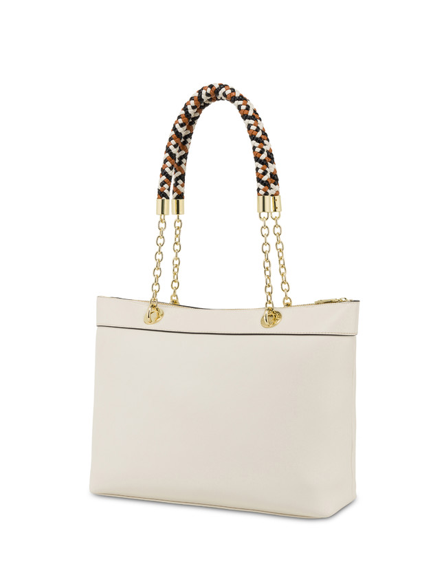 Pollini Shopper Con Intreccio Agadir Avorio In Vendita