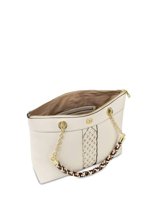 Pollini Shopper Con Intreccio Agadir Avorio In Vendita