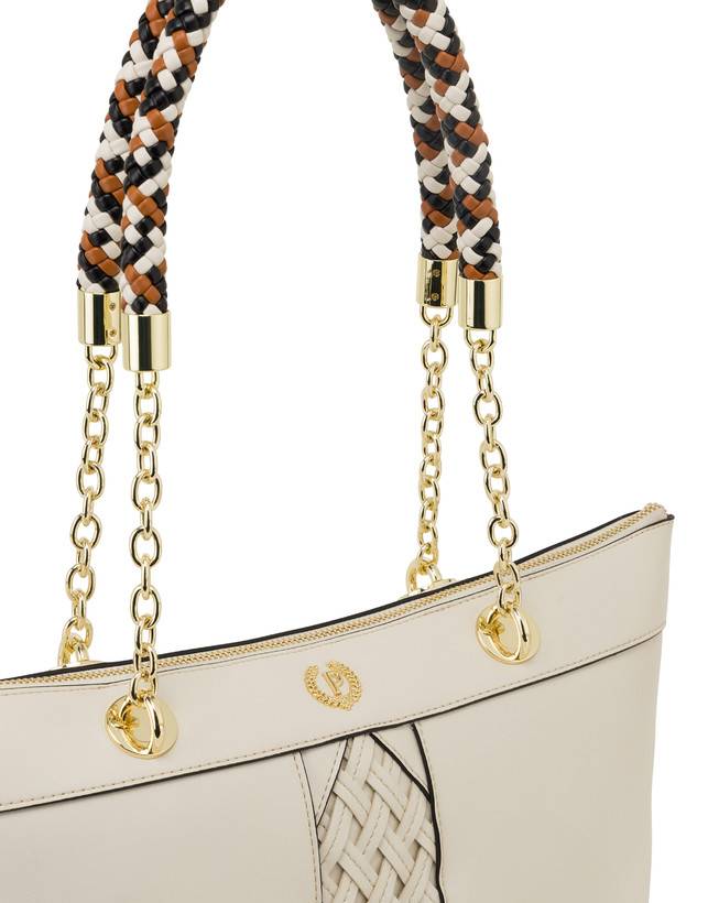 Pollini Shopper Con Intreccio Agadir Avorio In Vendita