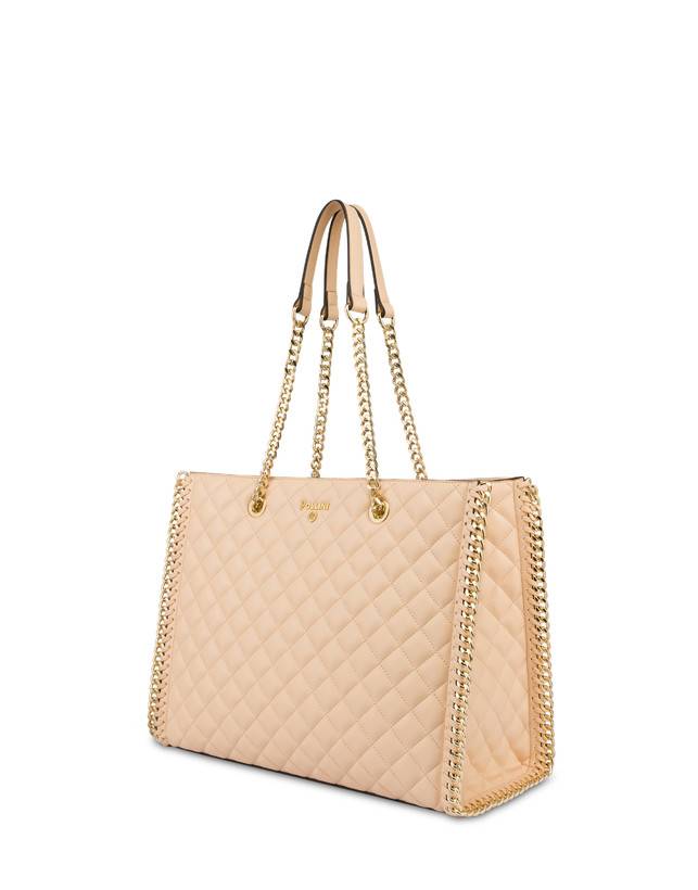 Pollini Tote Bag Trapuntata Interlock Beige/beige Saldi Di Fabbrica