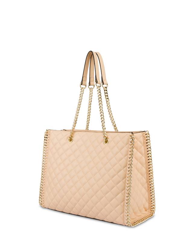 Pollini Tote Bag Trapuntata Interlock Beige/beige Saldi Di Fabbrica
