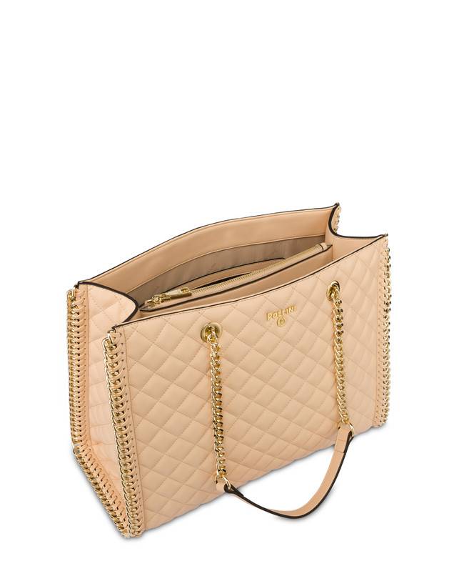 Pollini Tote Bag Trapuntata Interlock Beige/beige Saldi Di Fabbrica