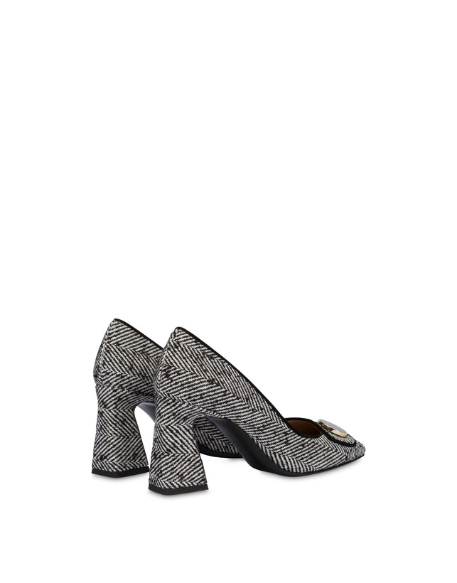 Pollini Décolleté In Tessuto Spigato Dama Bianco-nero/nero I Più Venduti