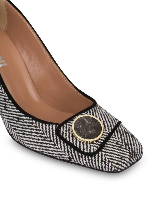 Pollini Décolleté In Tessuto Spigato Dama Bianco-nero/nero I Più Venduti