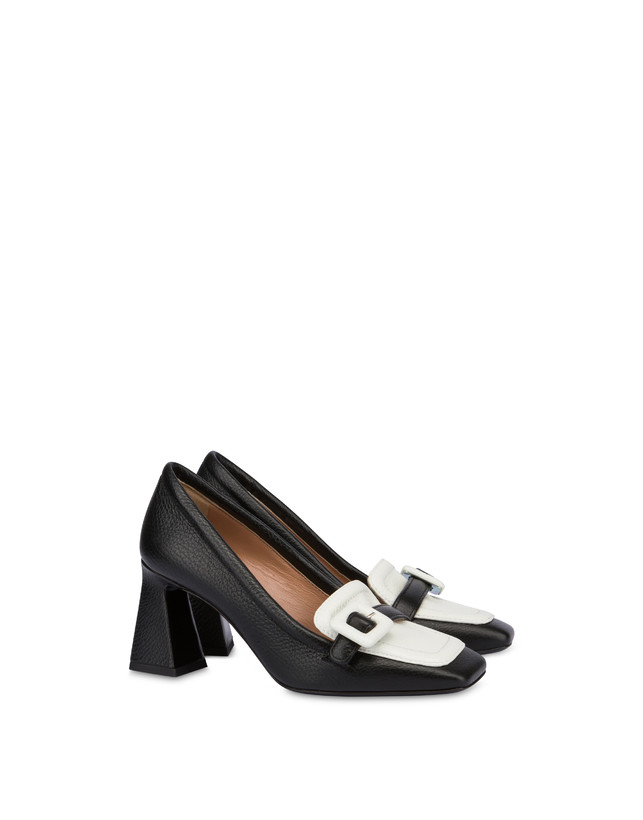 Pollini Décolleté In Vitello Bottalato Ursula Nero/ghiaccio Vendite Flash