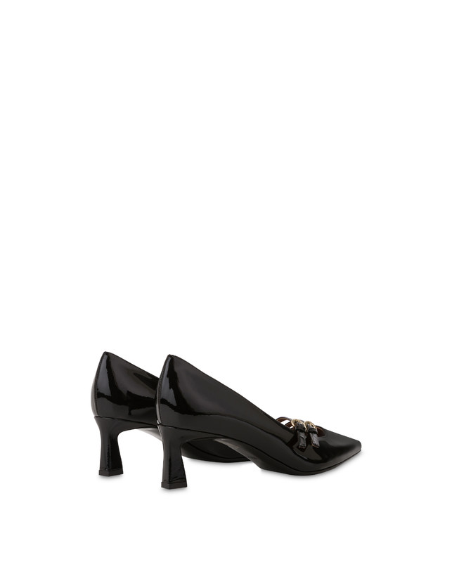 Pollini Décolleté In Vernice Bi-buckle Nero Italia