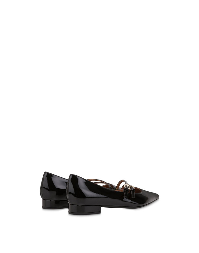 Pollini Ballerine In Vernice Bi-buckle Nero Spedizione Gratuita