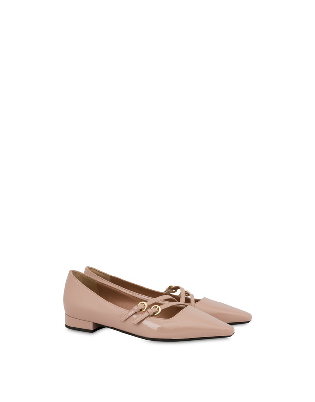 Pollini Ballerine In Vernice Bi-buckle Antico Pezzi Unici