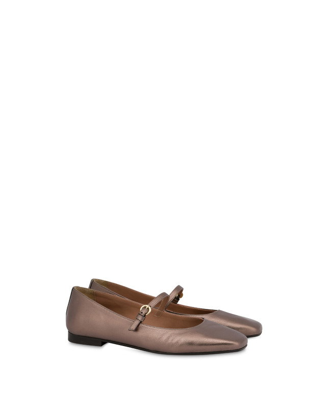 Pollini Ballerine In Nappa Laminata Nina Legno Consegna Veloce