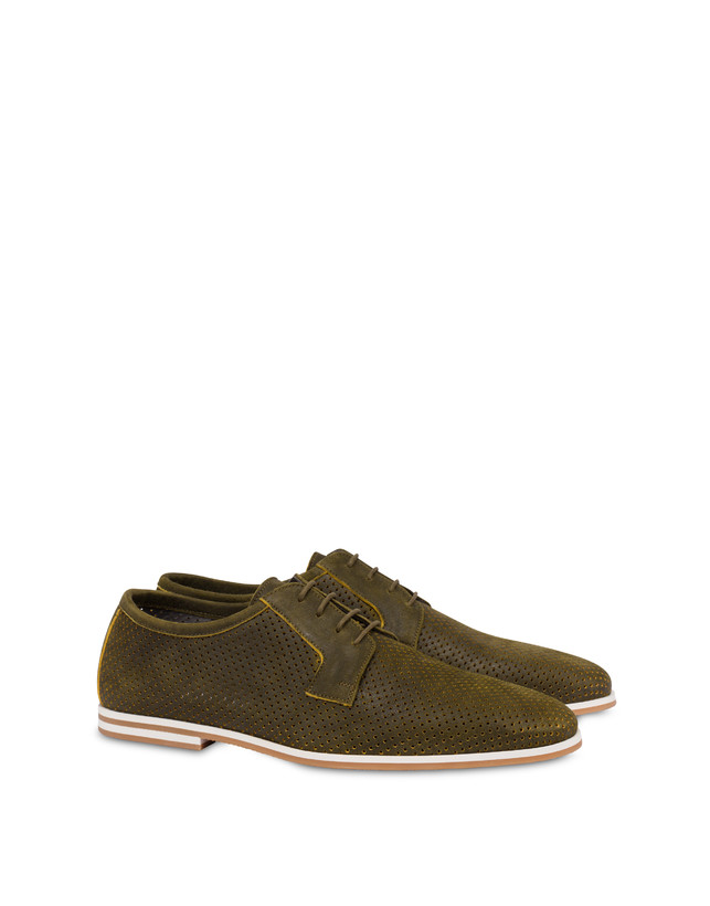 Pollini Derby In Scamosciato Traforato B-light Militare Affare Del Giorno