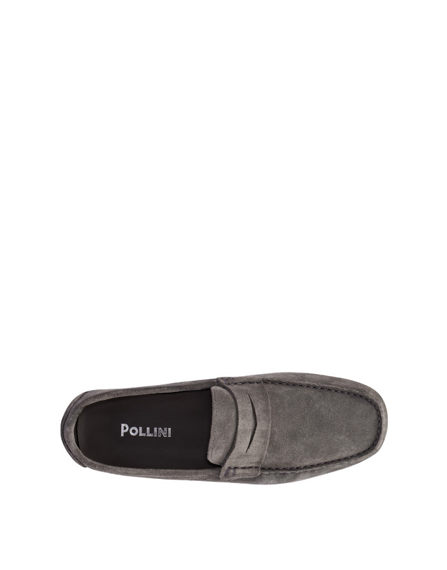 Pollini Mocassini Driver In Crosta Eazy Grafite Novità