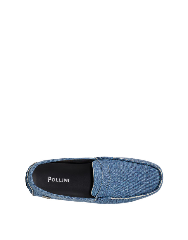 Pollini Mocassini Driver In Nappa Eazy Blu Presa
