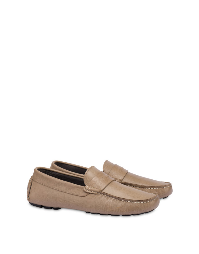 Pollini Mocassini Driver In Vitello Eazy Taupe Outlet