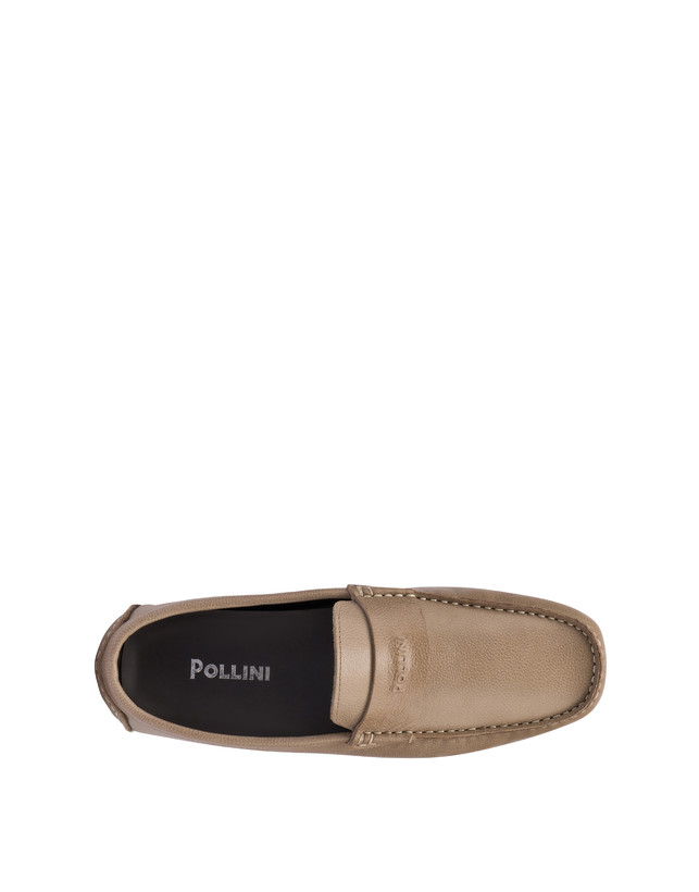 Pollini Mocassini Driver In Vitello Eazy Taupe Outlet