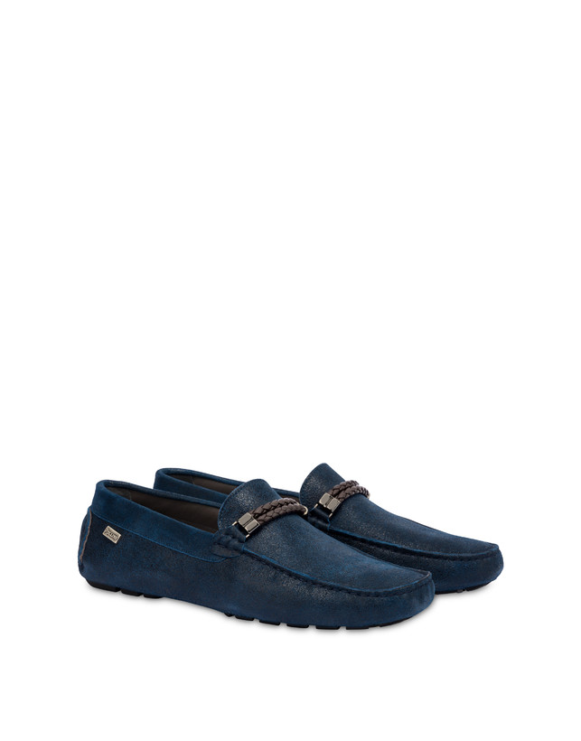 Pollini Mocassini Con Morsetto In Pelle Eazy Blu In Vendita