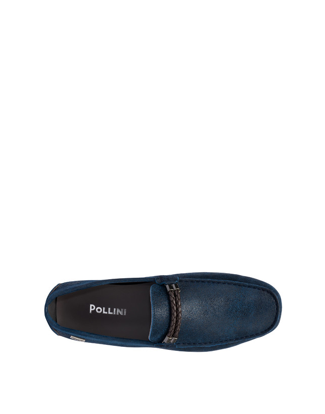 Pollini Mocassini Con Morsetto In Pelle Eazy Blu In Vendita