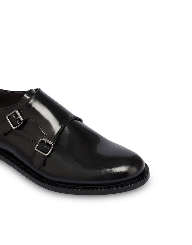 Pollini Monk Strap In Vitello 1920 Nero Negozio