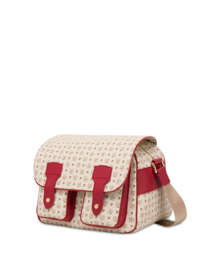 Pollini Borsa A Spalla Multitasche Heritage Logo Classic Avorio/lacca In Linea