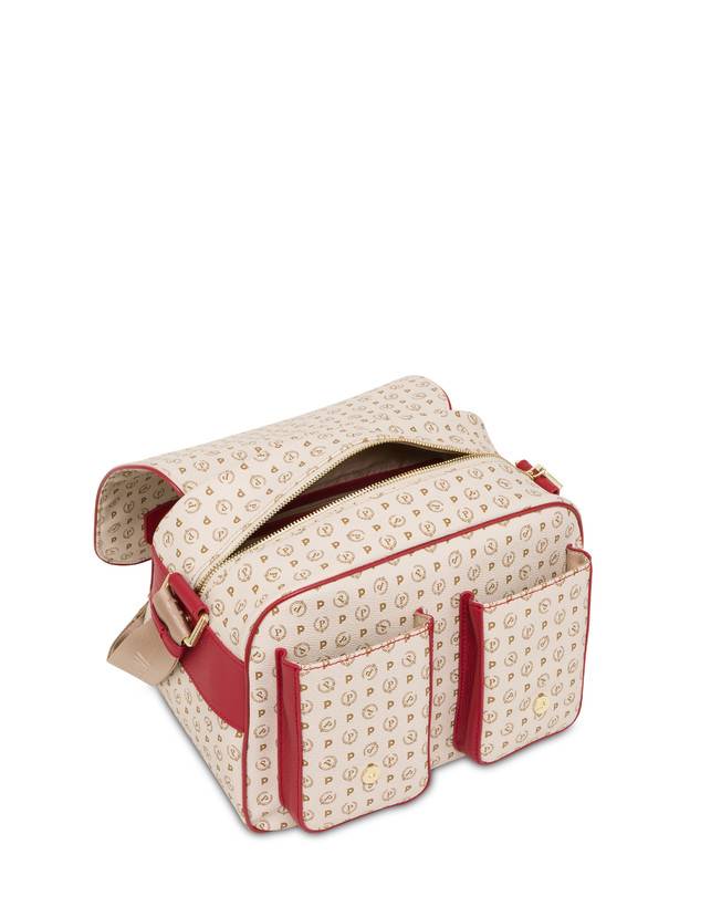 Pollini Borsa A Spalla Multitasche Heritage Logo Classic Avorio/lacca In Linea