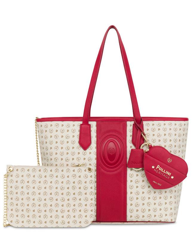 Pollini Shopping Bag Heritage 70th Anniversary Avorio/rosso Vendita