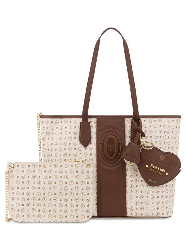 Pollini Shopping Bag Heritage 70th Anniversary Avorio/marrone Qualità Garantita