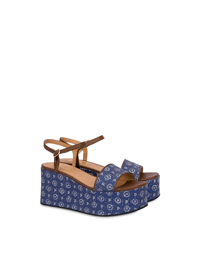 Pollini Zeppa Heritage Denim Jacquard Blu/marrone Offerta