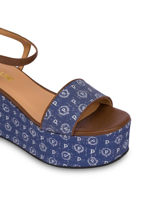 Pollini Zeppa Heritage Denim Jacquard Blu/marrone Offerta