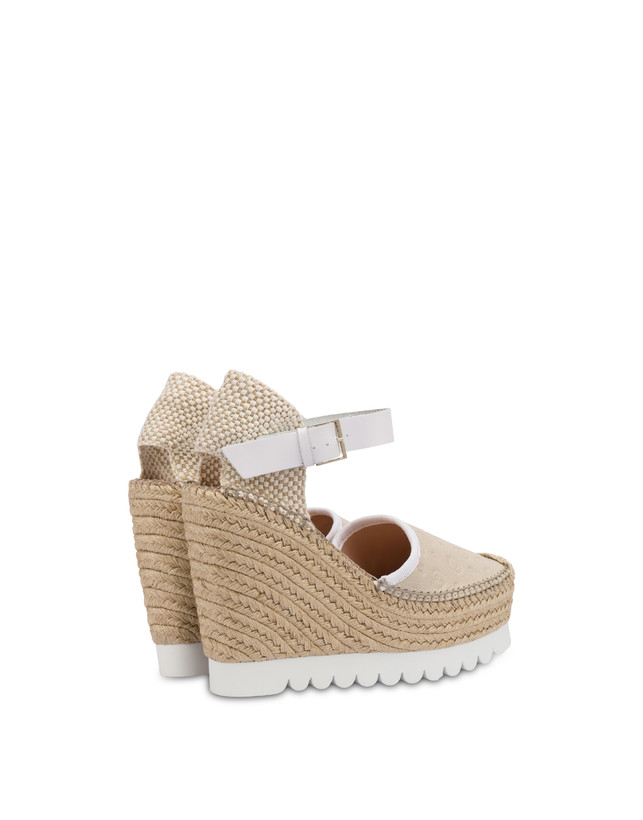 Pollini Sandali Con Zeppa Espadrillas Heritage Logo Embossed Avorio Economico